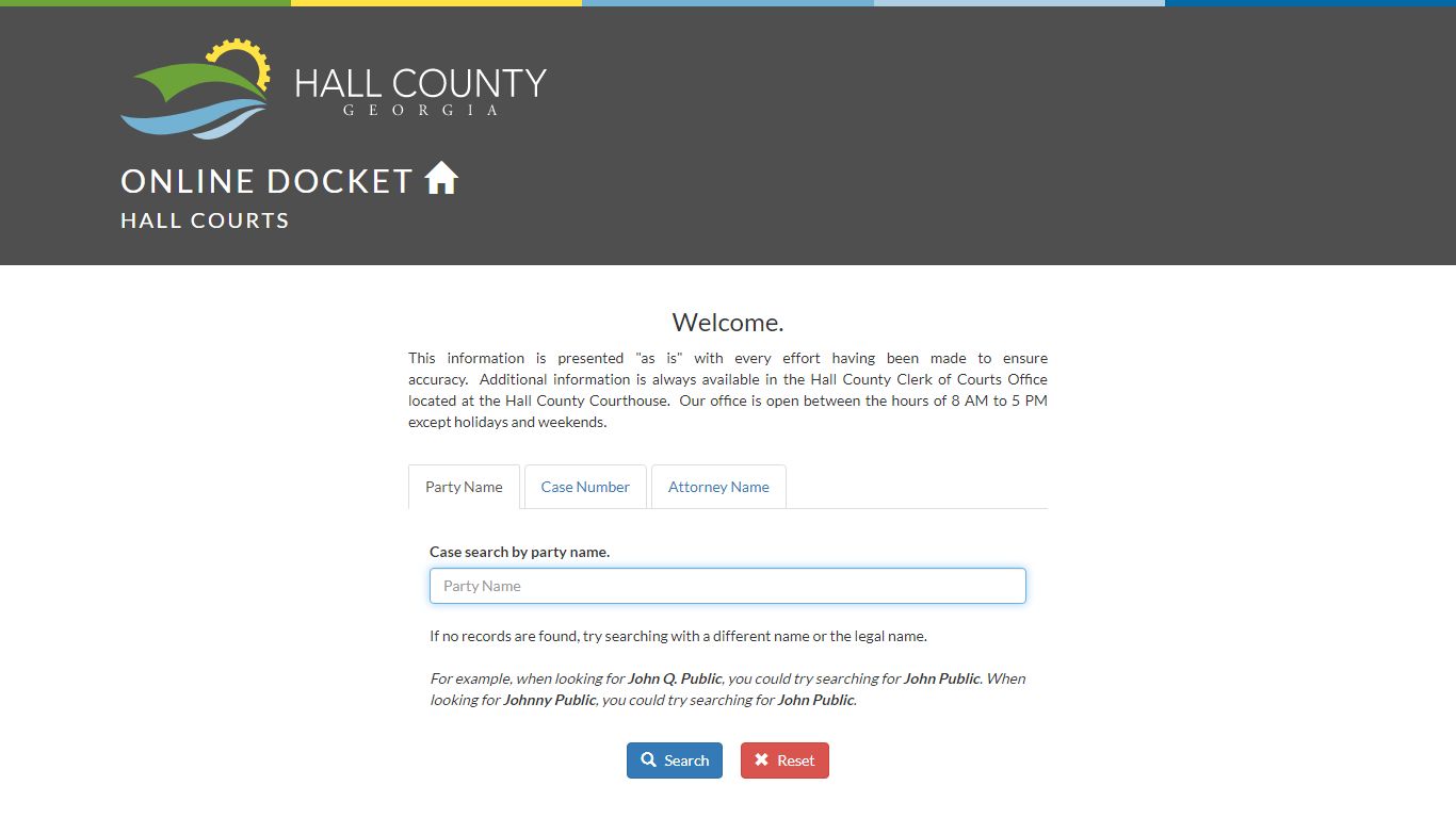 Online Docket | Hall County Clerk of Courts